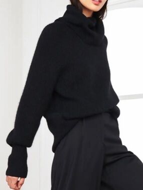 Quince Baby Alpaca Wool Turtleneck Sweater Black Medium